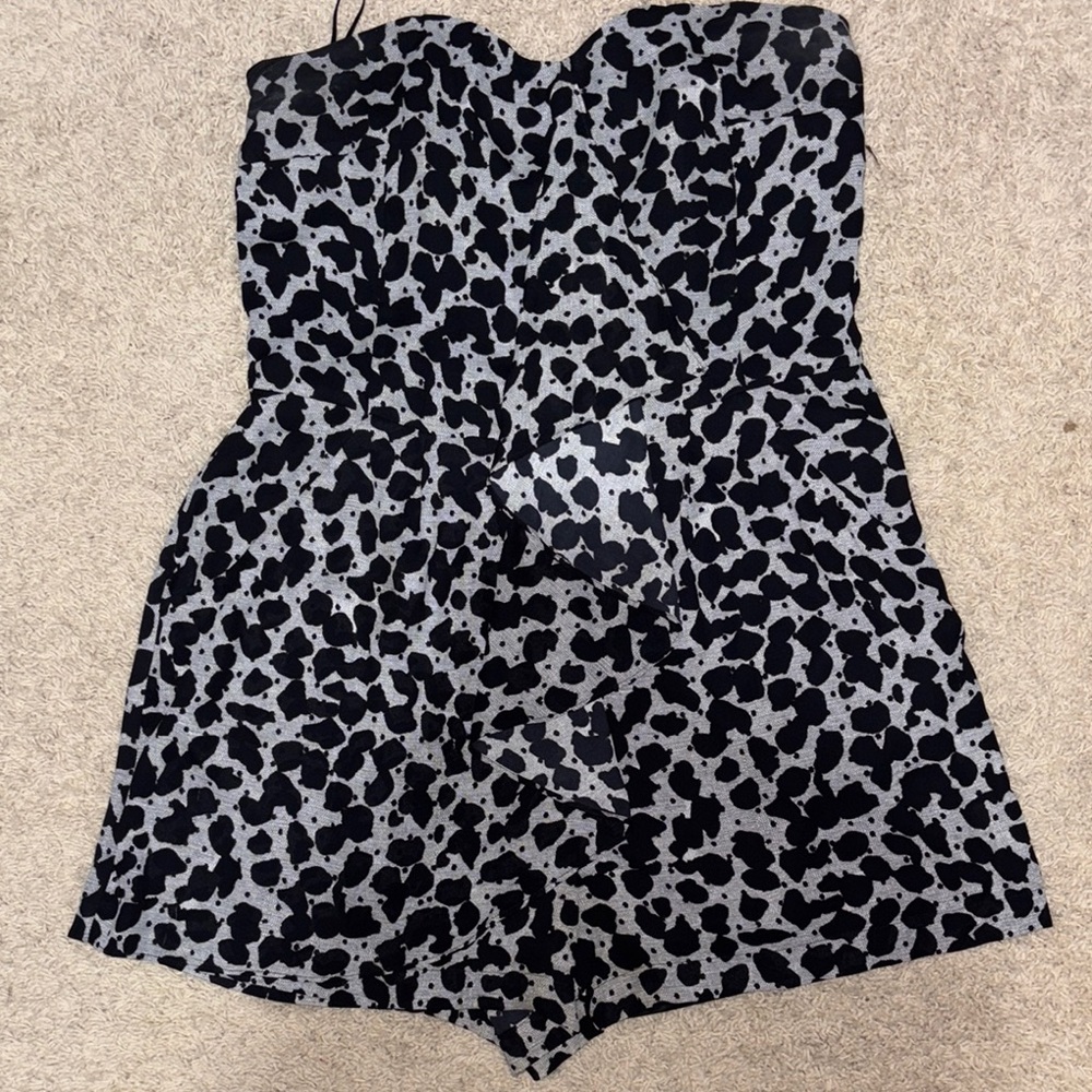 Black and Gray Strapless Romper